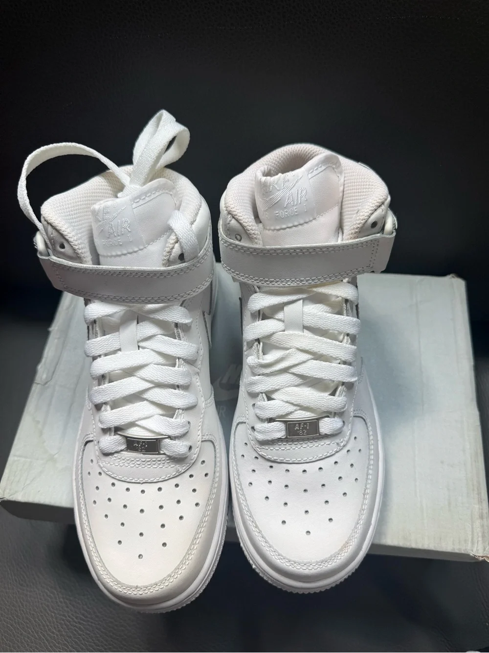 Nike Air Force MID (GS) Sneakers 314195 113 White/White/White Kids Size 3.5Y New